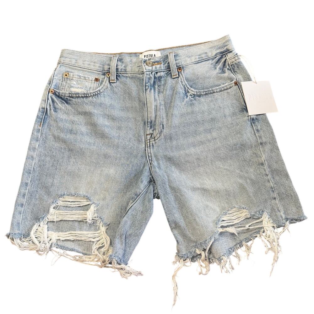Pistola 7' Bermuda-Style Denim Shorts Raw Hem NWT